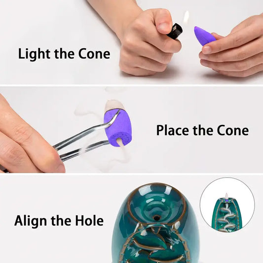 100pcs Backflow Incense Cones - Natural Lavender Scents