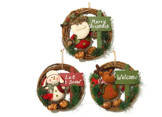 Creative Christmas Santa Snowman Wreath Decorations