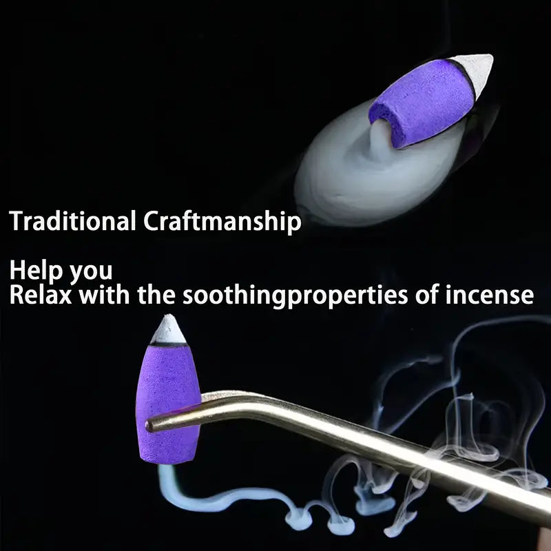 100pcs Backflow Incense Cones - Natural Lavender Scents