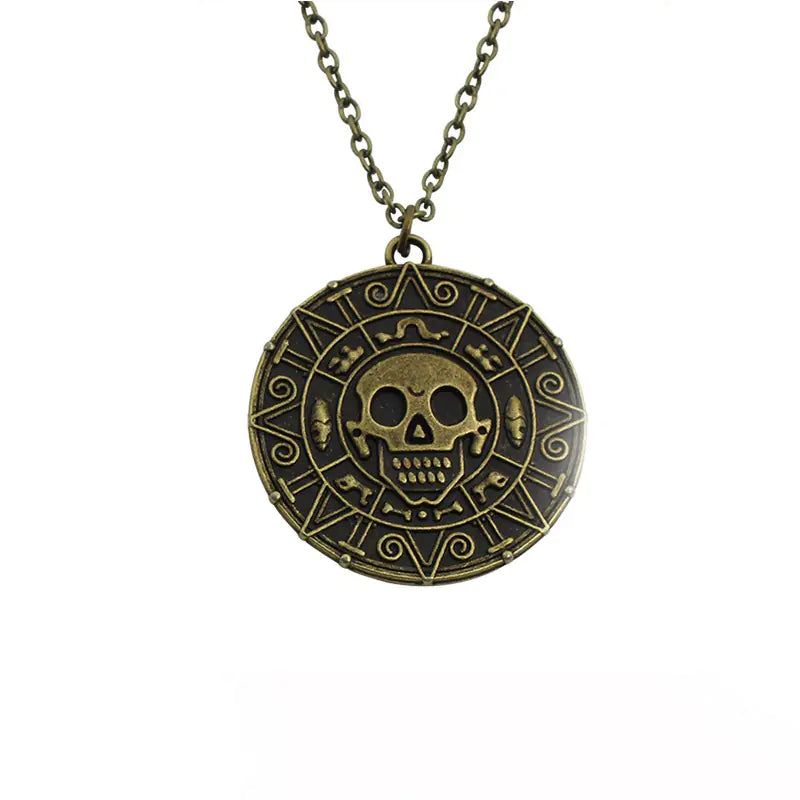 Pirates of the Caribbean Aztec Skull Coin Necklace