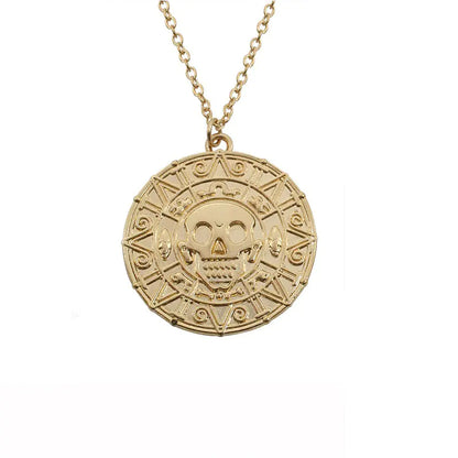 Pirates of the Caribbean Aztec Skull Coin Necklace